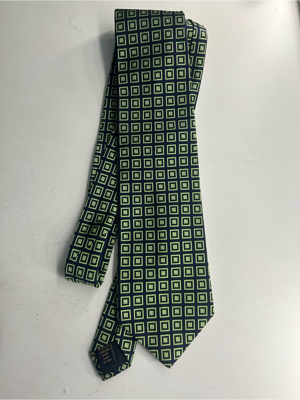 Brooks Brothers Green and Black Geometric Silk Tie